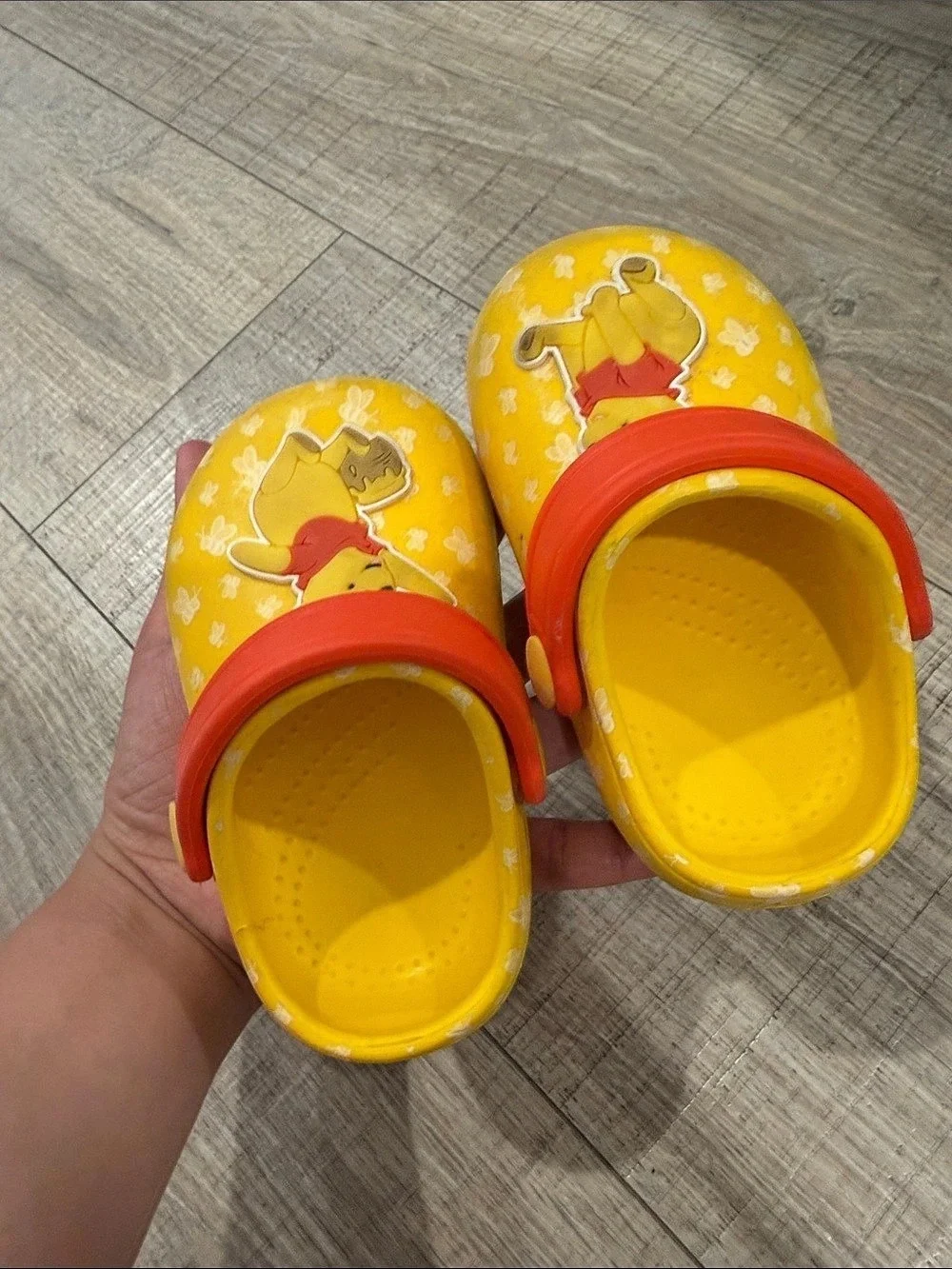 Disney Baby Winnie the Pooh Yellow Clogs Red Straps